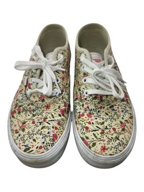 Vans Floral Canvas Sneakers Shoes Beige Multi Print Women 8.5 Causal
